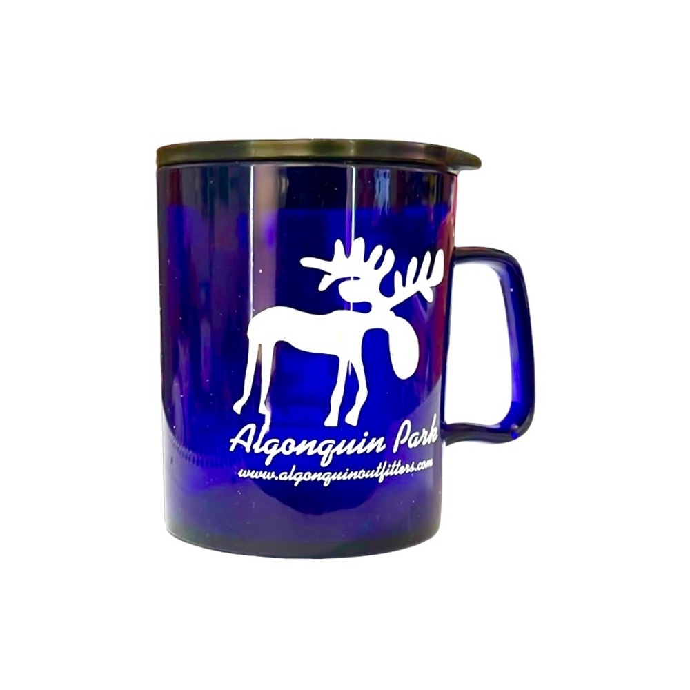 Algonquin Park Moose Cobalt Blue Travel Mug – Removable Lid – Souvenir Cup